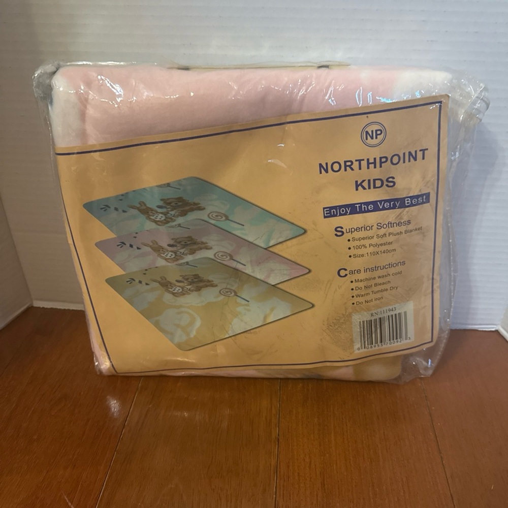 VTG Northpoint  Kids Baby fleece Plush Blanket 110x140cm Pink Rabbit Bunny NIP